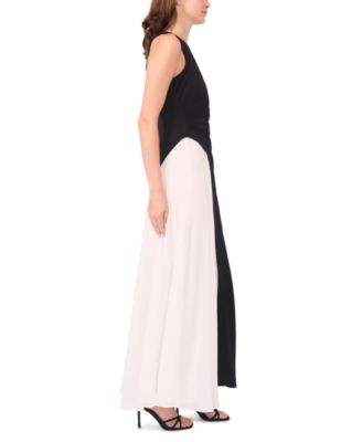 Women's Pleated Crew Neck Ball Gown