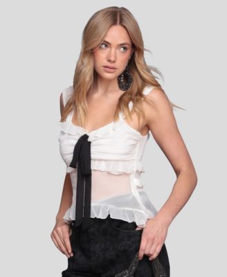 Women's Bow Detail Ruffle Top