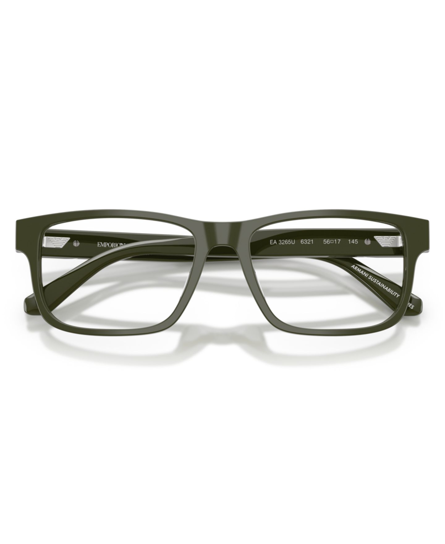 Мужские очки Emporio Armani Man Rectangle Plastic EA3265U Eyeglasses, цвет: Блестящий зелёный — фото 5