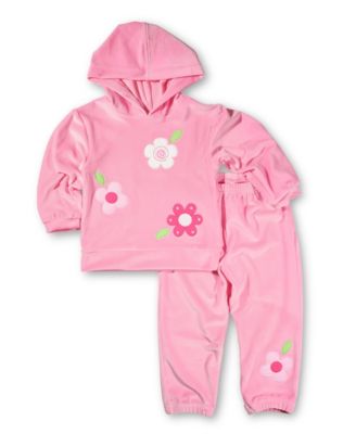 Baby Girls Velour Hoodie With Flowers