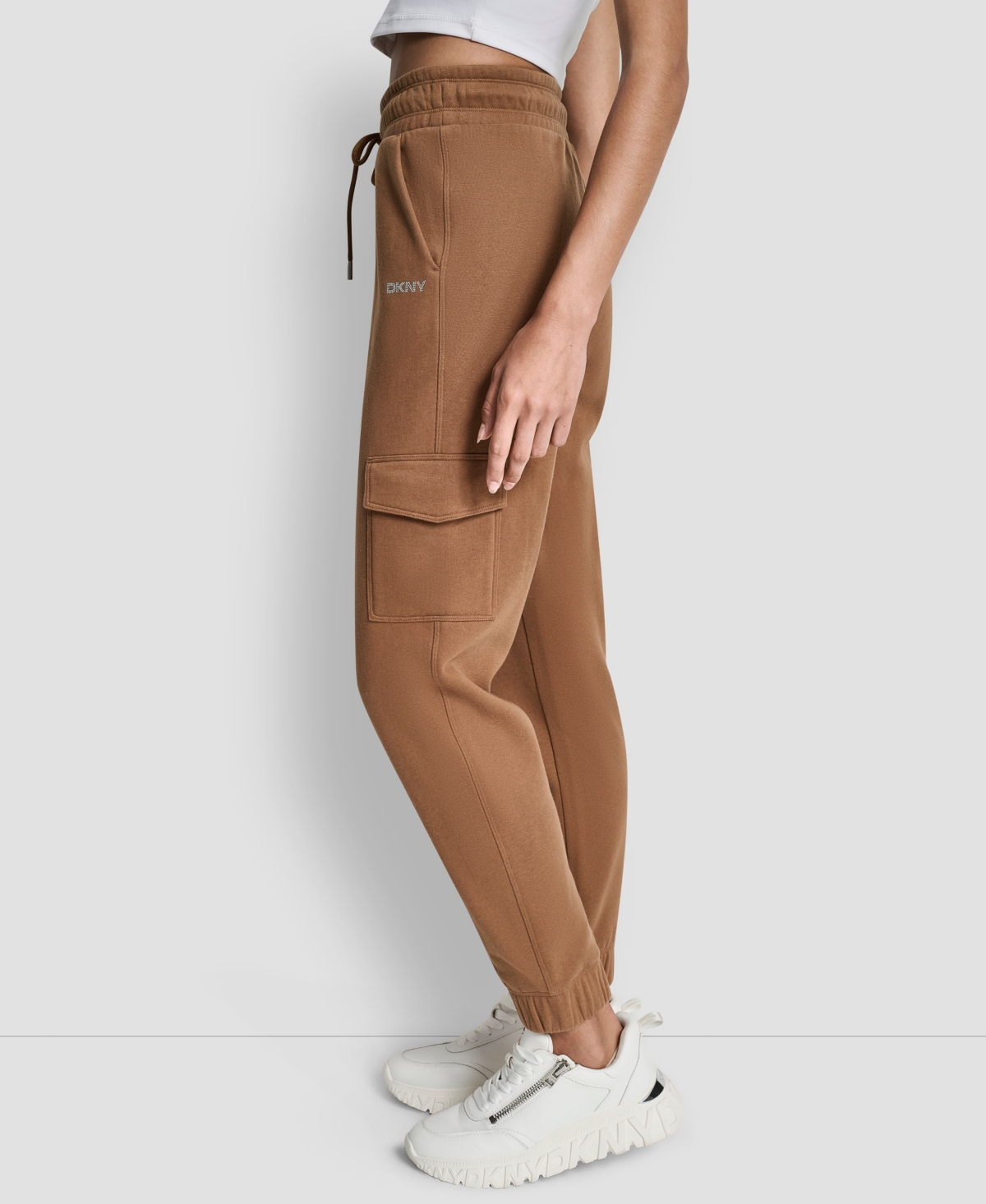 Dkny Sport Women's Studded-logo Cargo Joggers In Brown
