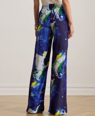Petite Abstract Print Wide-Leg Pants