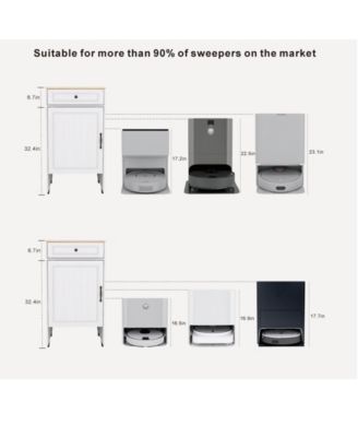 Robot Vacuum Stand Cabinet with Wheels, Storage Rack with Doors and Drawers, Side Table for Home or Office