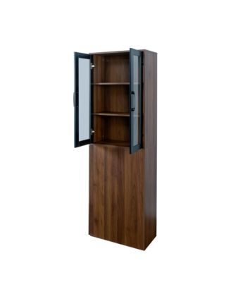 "CASAINC 70.87" Display Cabinet with 4 Pull-Out Shelves & Glass Doors – Modern Multi-Tier Pantry Storage for Home