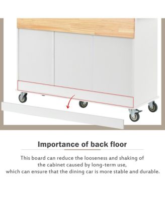 Rolling Kitchen Island with Solid Wood Top, Drop Leaf Bar, Locking Wheels, Storage Cabinet, Spice Rack, Towel Rack and Drawer, 52.7inch