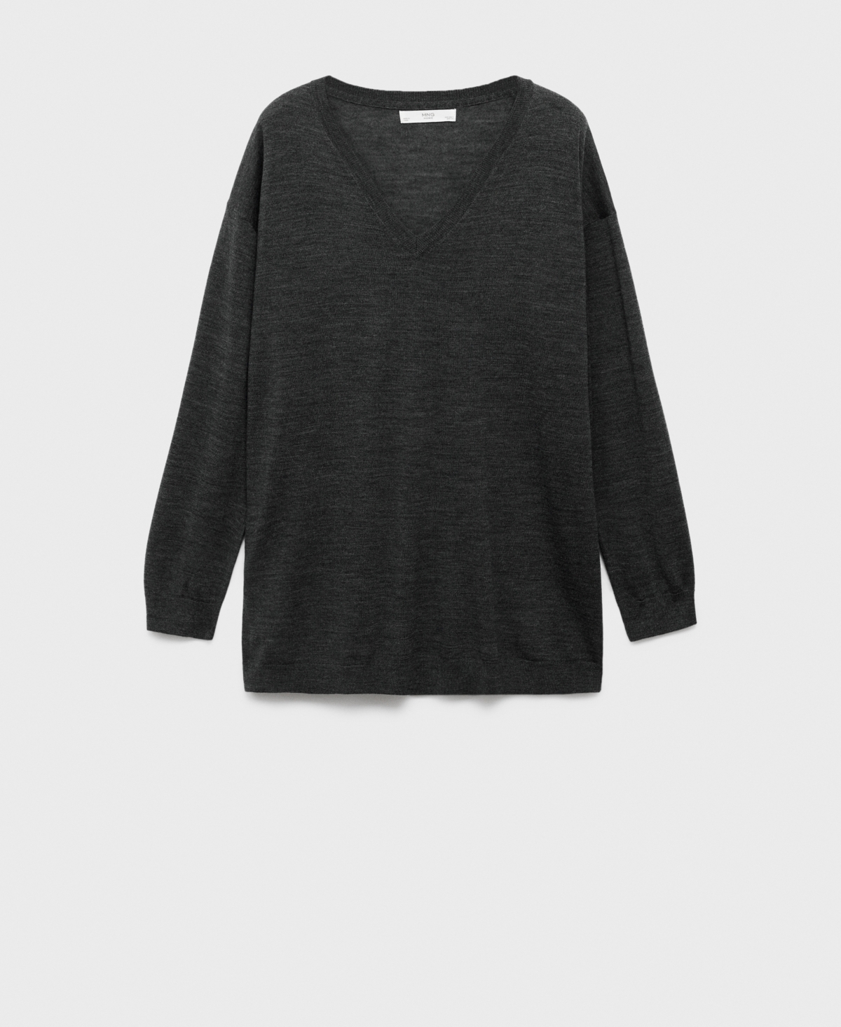 Mango V-neck Wool Pajama Sweater In Gray