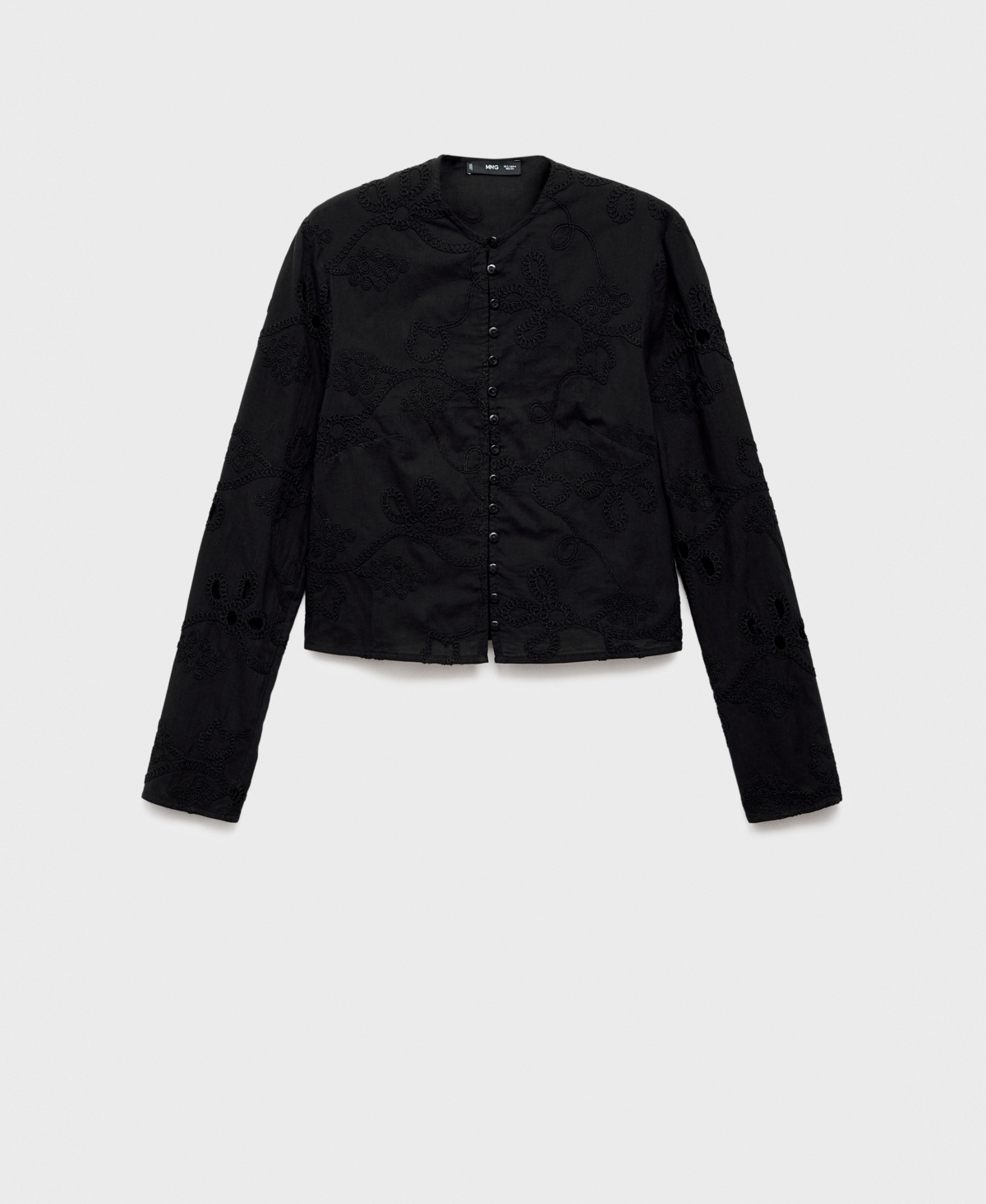 Mango Women's Buttons Embroidered Blouse In Black