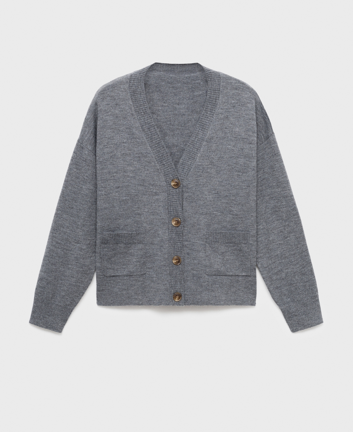 Mango V-neck Cardigan In Gray