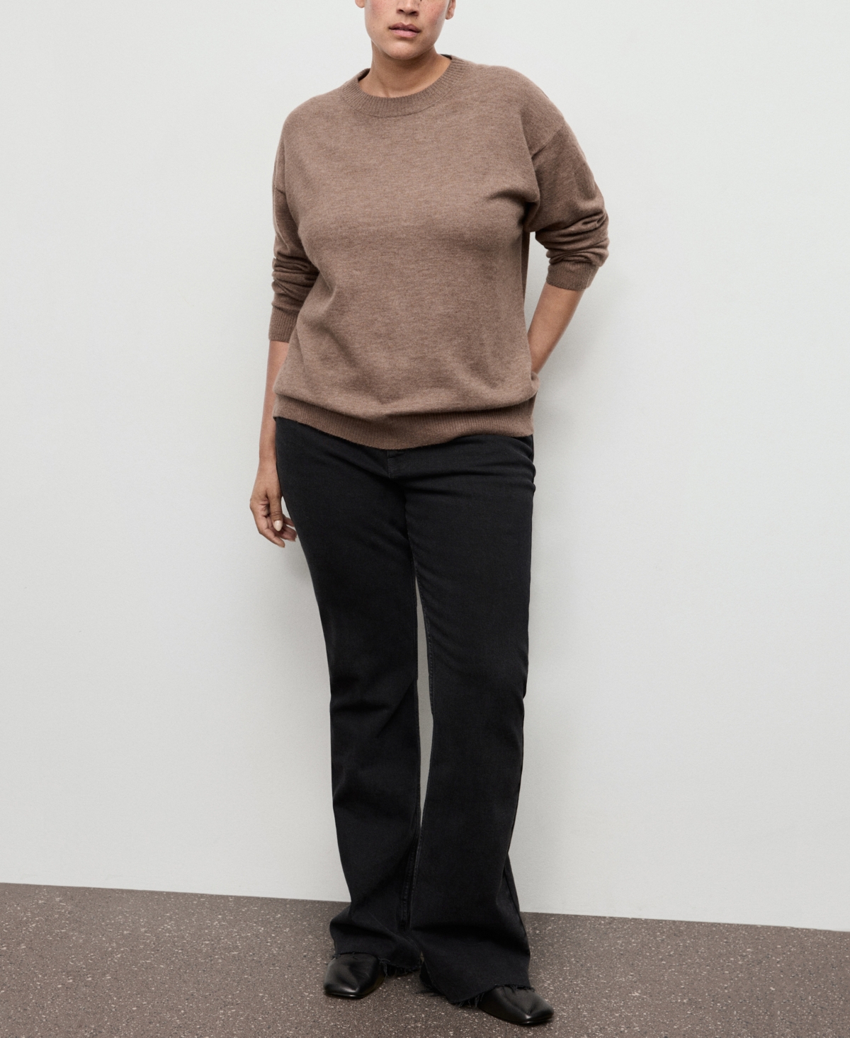 Mango Oversize Crewneck Sweater In Brown