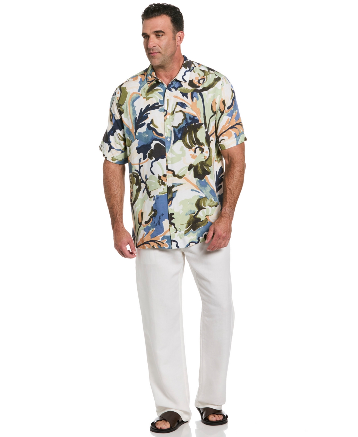 Cubavera Men's Big & Tall Water-color Painting Print Classic-fit Shirt In Multi