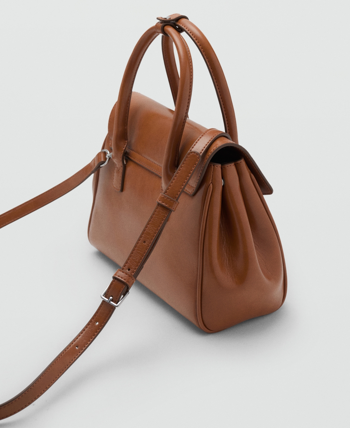 Mango Small City Faux Leather Handbag In Brown