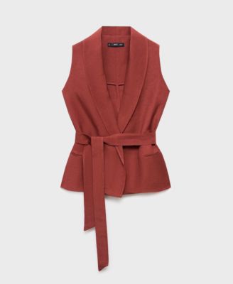 Women's Belted Linen Suit Vest