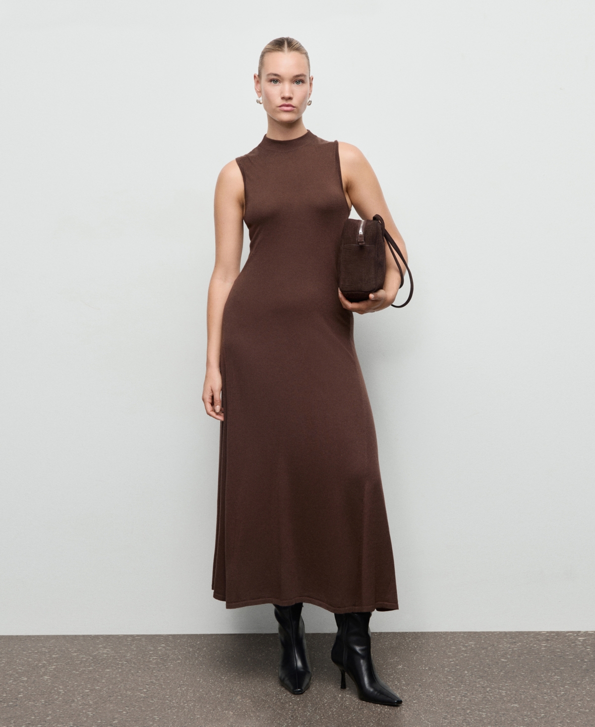 Mango Women's Perkins-Neck Knitted Dress