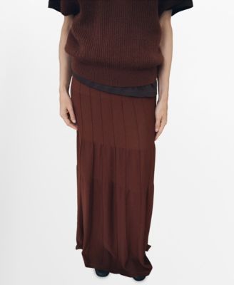 MANGO - Women's Seam Detail Knitted Long Skirt