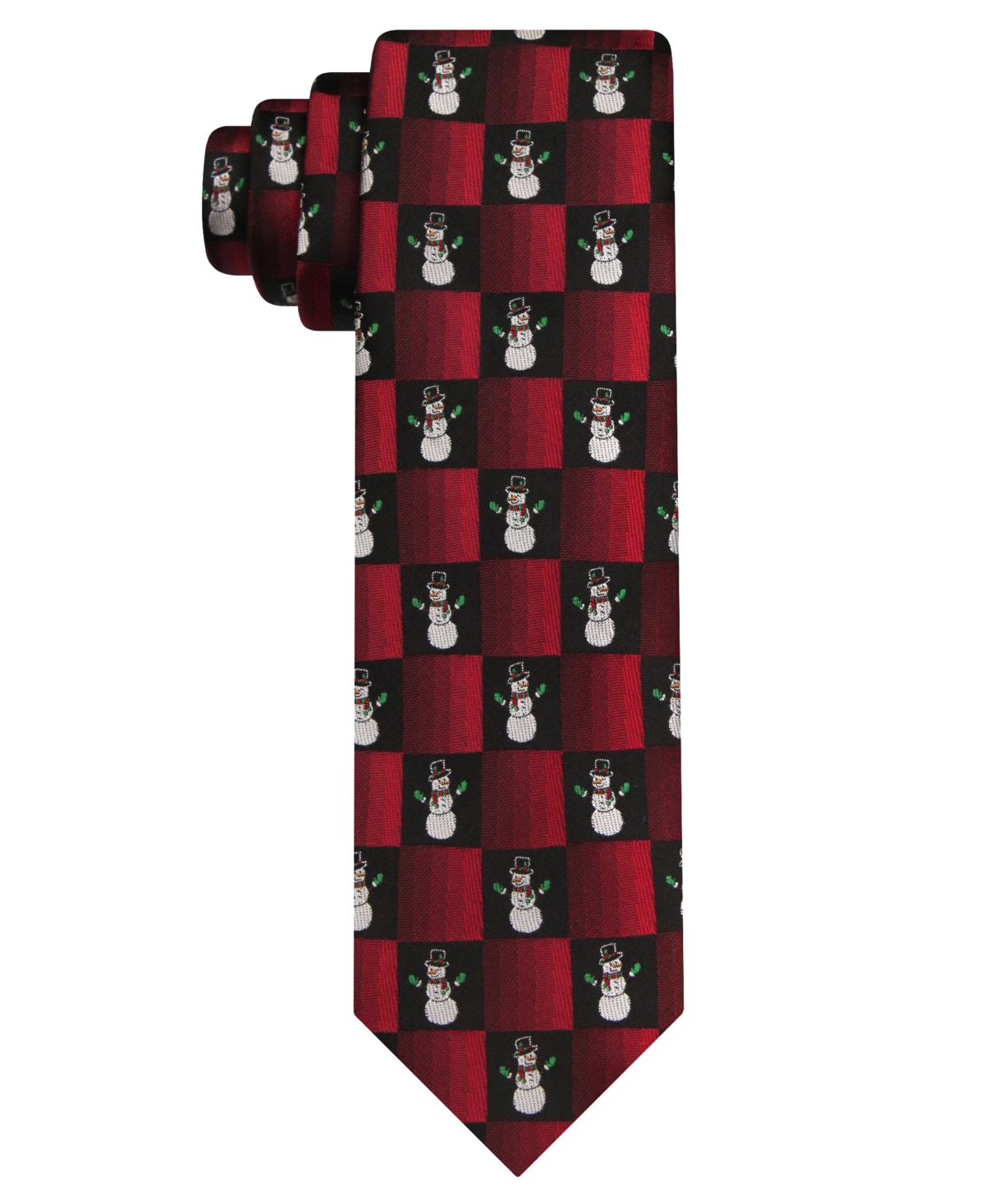 Hallmark Holiday Traditions Men's Snowman And Square Slim Tie In Black