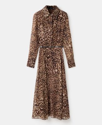 Women's Leopard-Print Belt Shirt Dress