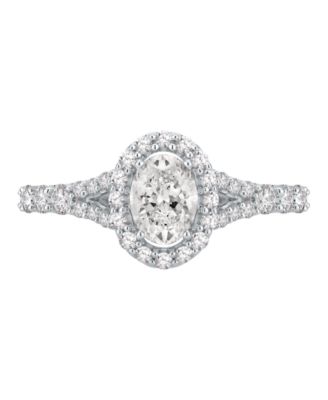 Oval Halo Engagement Ring (1-1/2 ct. t.w.) in 14k White Gold