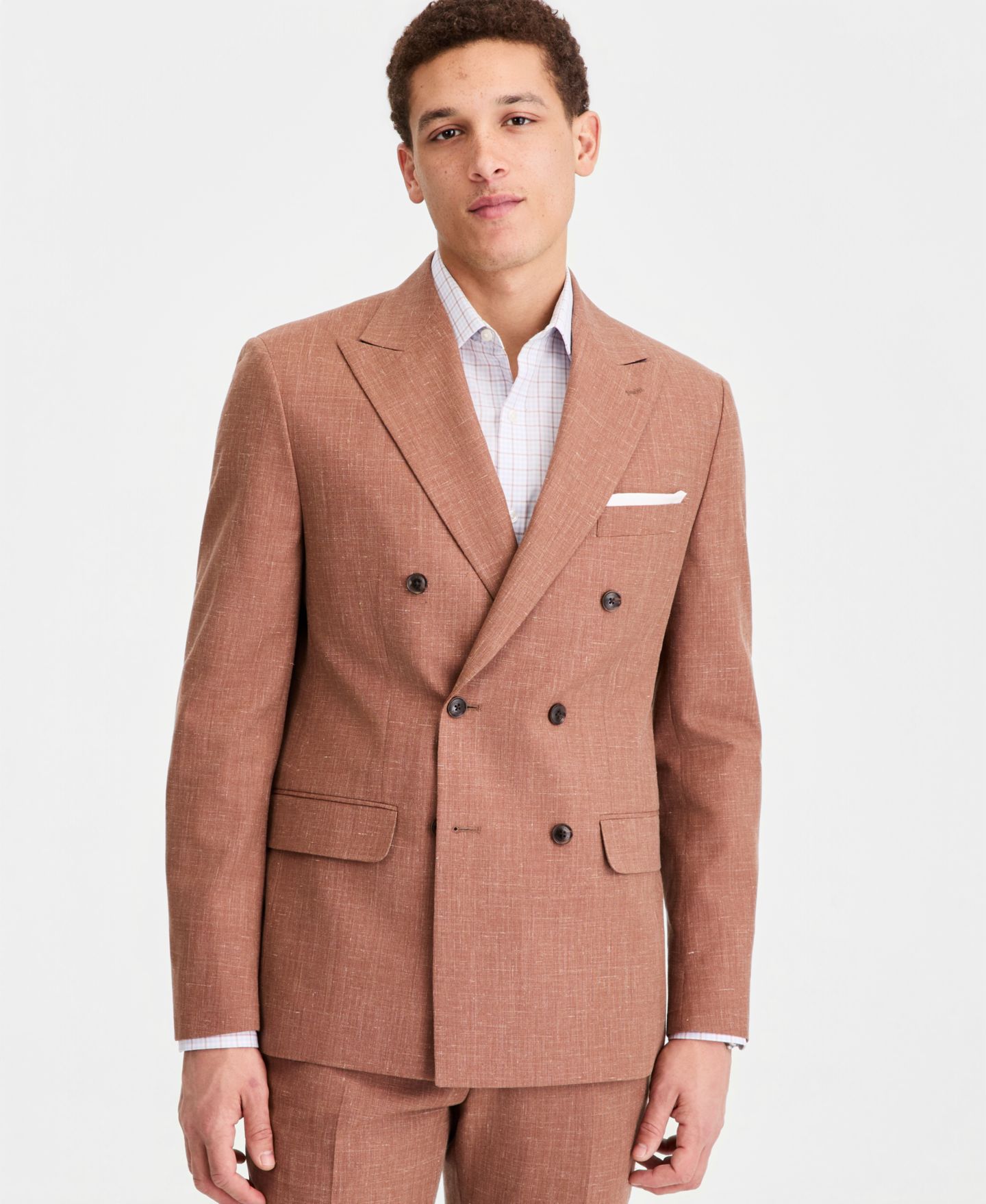 Мужские комплекты Tommy Hilfiger Modern Fit Wool Silk Linen Double-Breasted Suit Separates, цвет: Ржавый — фото 3