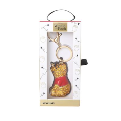 Gold Tone With Red Enamel , Winnie The Pooh Crystal Keychain