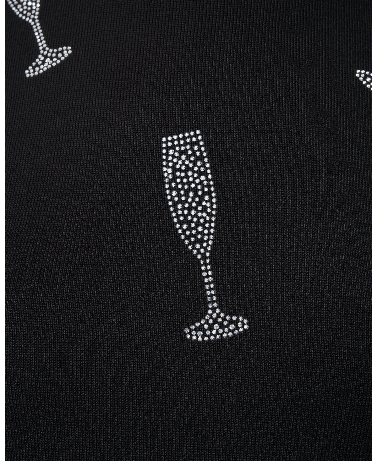 Cable & Gauge Women's Champagne Flute Sweater with Hotfix Embellishments