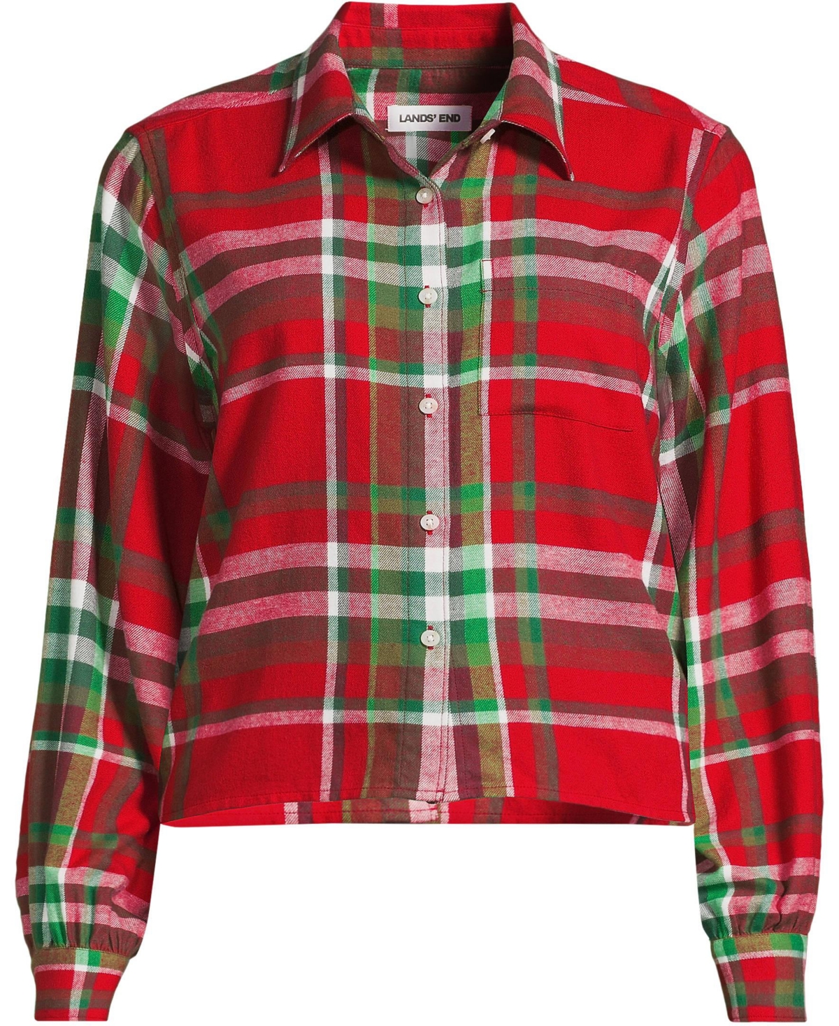 Lands' End Women's Cropped Flannel Shirt