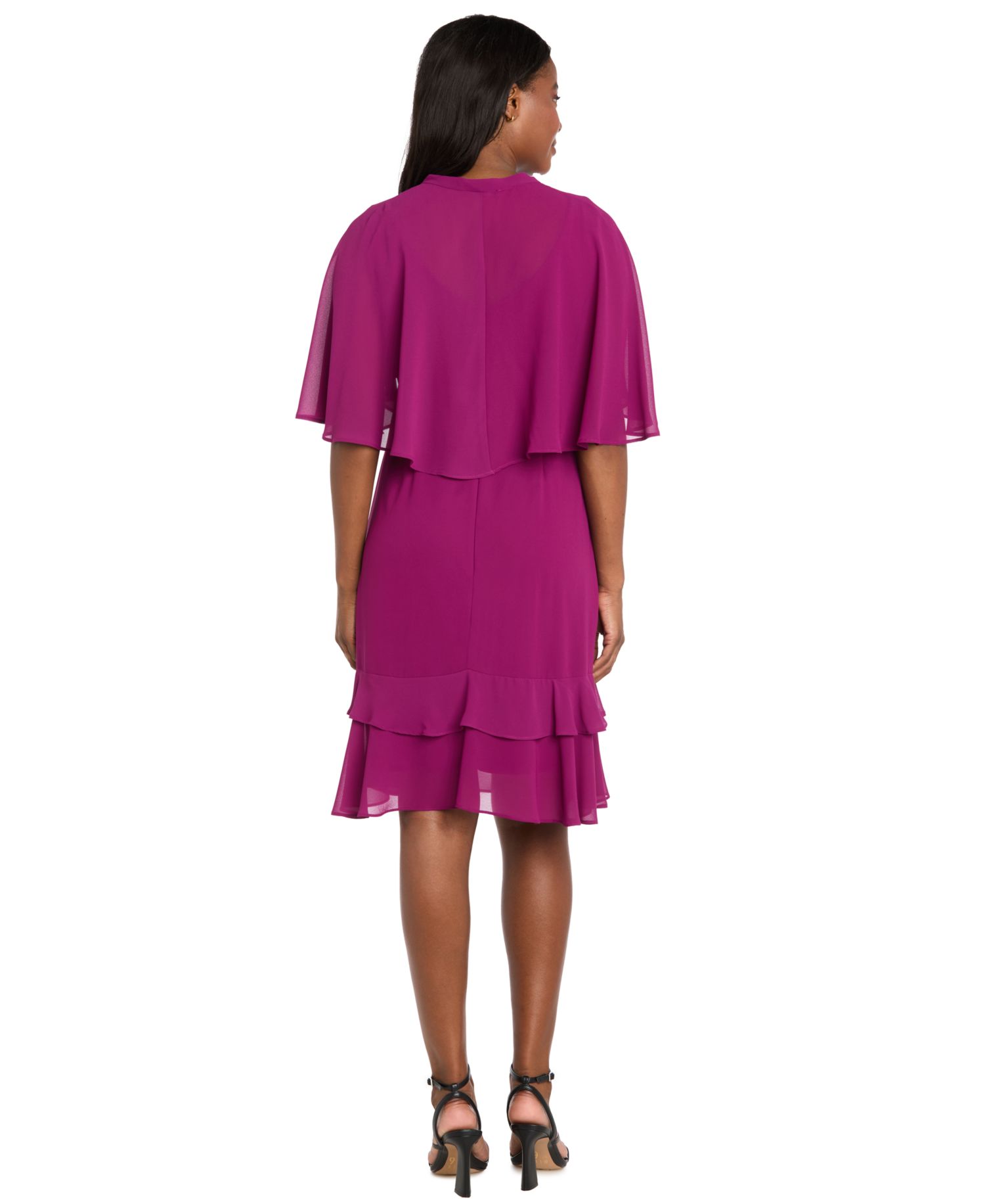 Women's 2-Piece Ruffle Detail Dress with Capelet