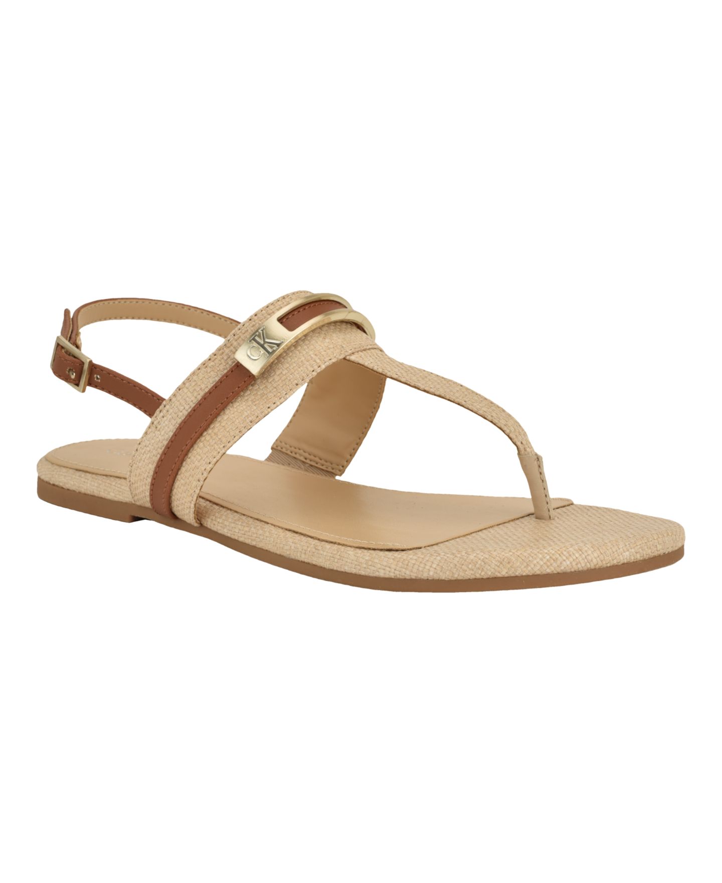 Женские сандалии Calvin Klein Bettia Flat Slingback, цвет: Бежевый / Коньячный — фото 1