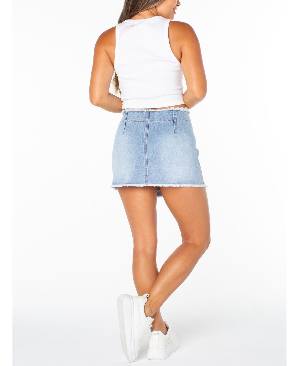 Celebrity Pink Juniors' Embellished Denim Wrap Skirt In White