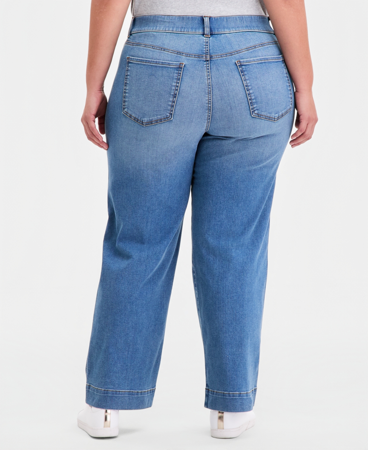 Style & Co Plus Pull-On Shaping High-Rise Wide-Leg Jeans, Macy's Exclusive