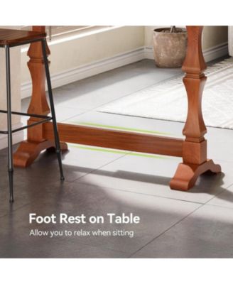 Bar Height Table, Small Pub Table with Solid Wood Base, Mocha Brown