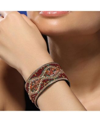 Women's The Moziac-Swirl Statement Bracelet - Forest Green & Wine Red