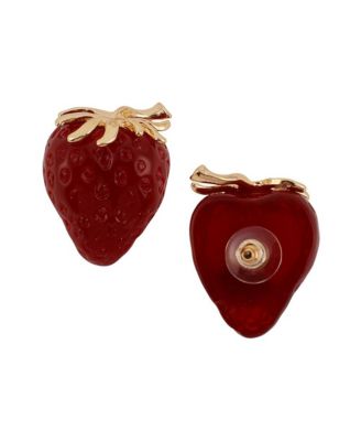 Women's The Strawberry Stud Earrings - Berry Red & California Gold