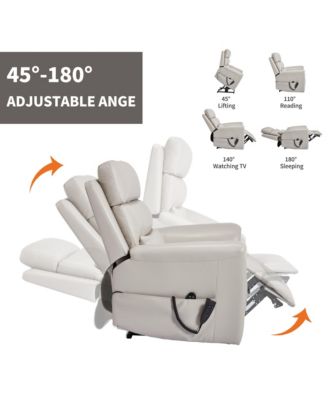 Single Piece Faux Leather Dual Motor Infinite Position Power Lift 8-Point Vibration Massage Lumbar Heating Recliner Chair
