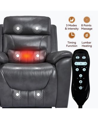 Single Piece Faux Leather Dual Motor Infinite Position Power Lift 8-Point Vibration Massage Lumbar Heating Recliner Chair