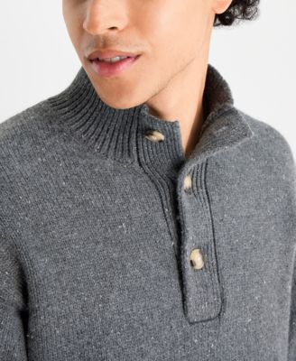 Men's Quarter Button Mock Neck Sweater paired with 410 Athletic Slim-Fit Jeans