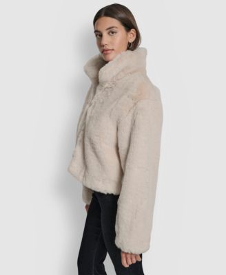 Women's Long-Sleeve Cropped Faux Fur Jacket