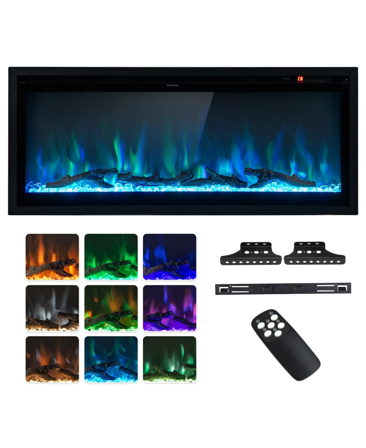 Sugift Electric Fireplace in-Wall Recessed with Remote Control and Adjustable Color and Brightness-42 inches