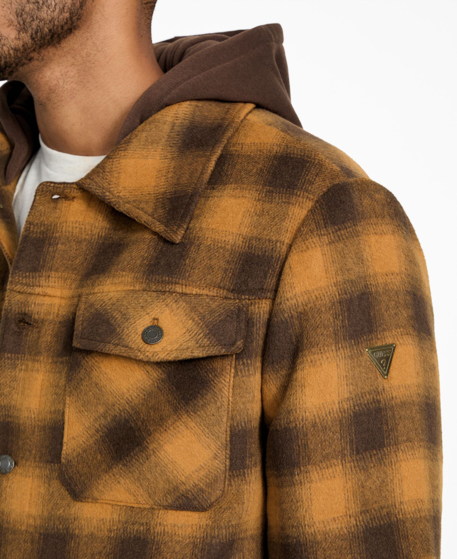 Men's Check Print Shirt Jacket