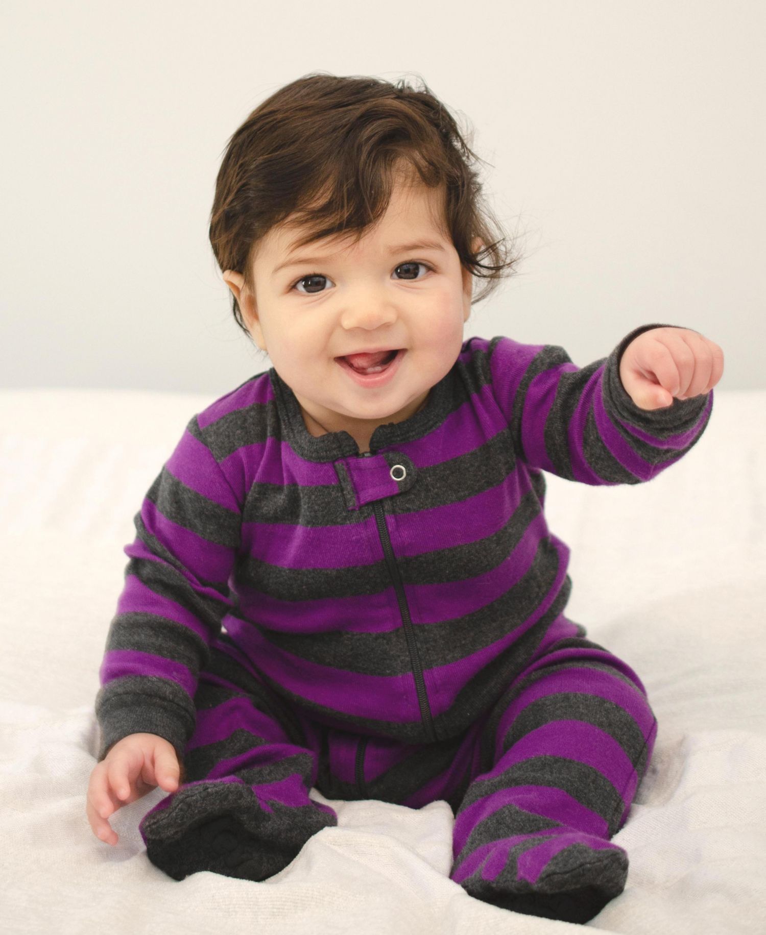 Baby Footed Cotton Striped Holiday Pajamas