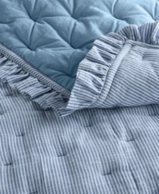 Ruffle Pinstripe 3-Pc. Quilt Set, Full/Queen, Macy's Exclusive