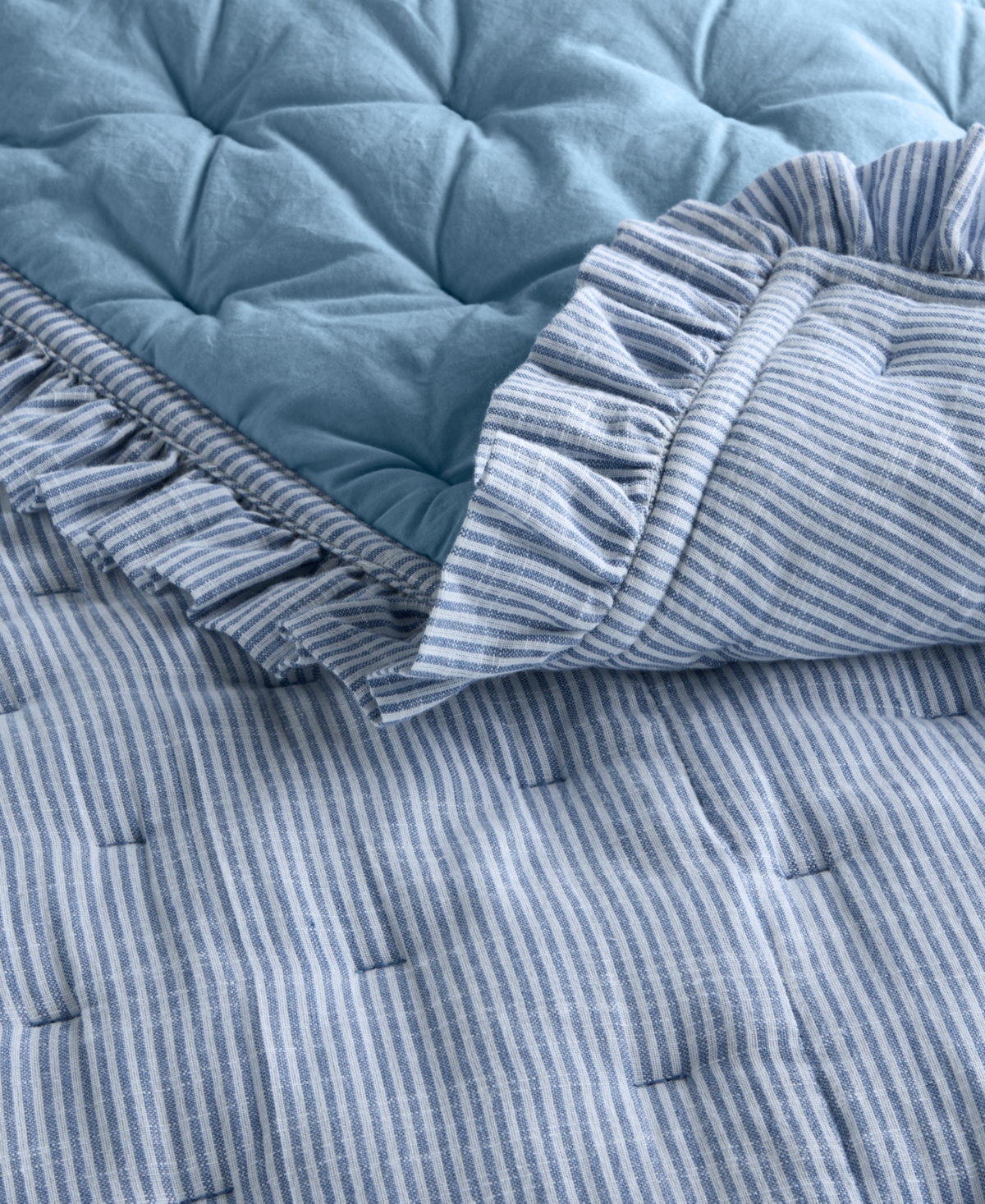 Charter Club Ruffle Pinstripe 3-Pc. Quilt Set, Full/Queen, Macy's Exclusive