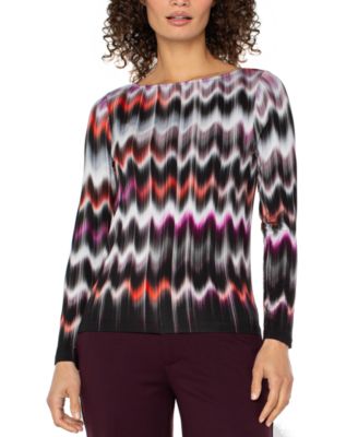 Liverpool Los Angeles - Petite Long-Sleeve Boat Neck Top