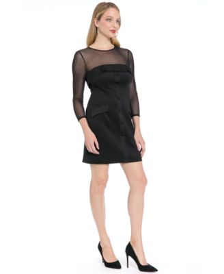 Women's Crewneck Tuxedo Illusion Dress