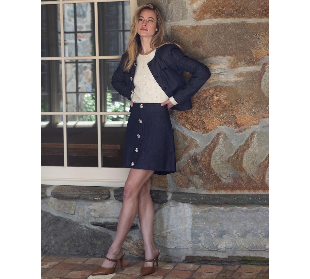 CeCe Women's Flap Welt Pockets Denim Mini Skirt