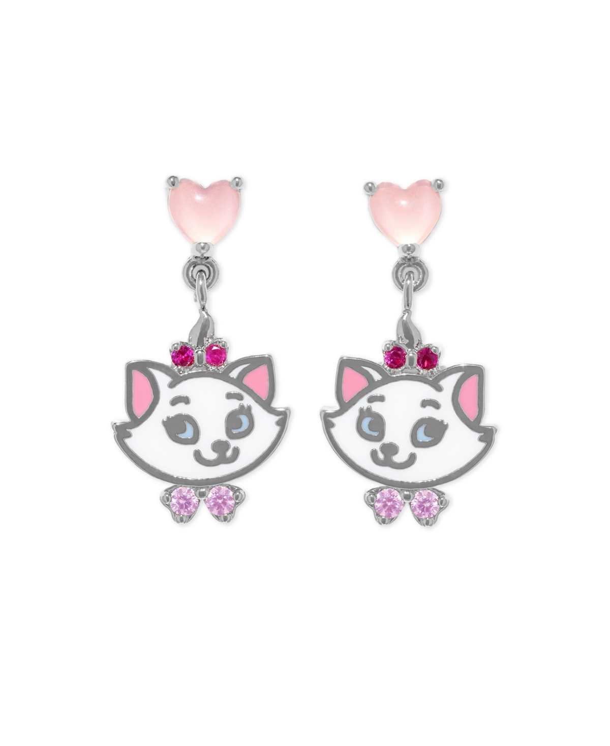 Girls Crew Crystal Enamel Disney The Aristocats Marie Dangle Earrings In Silver