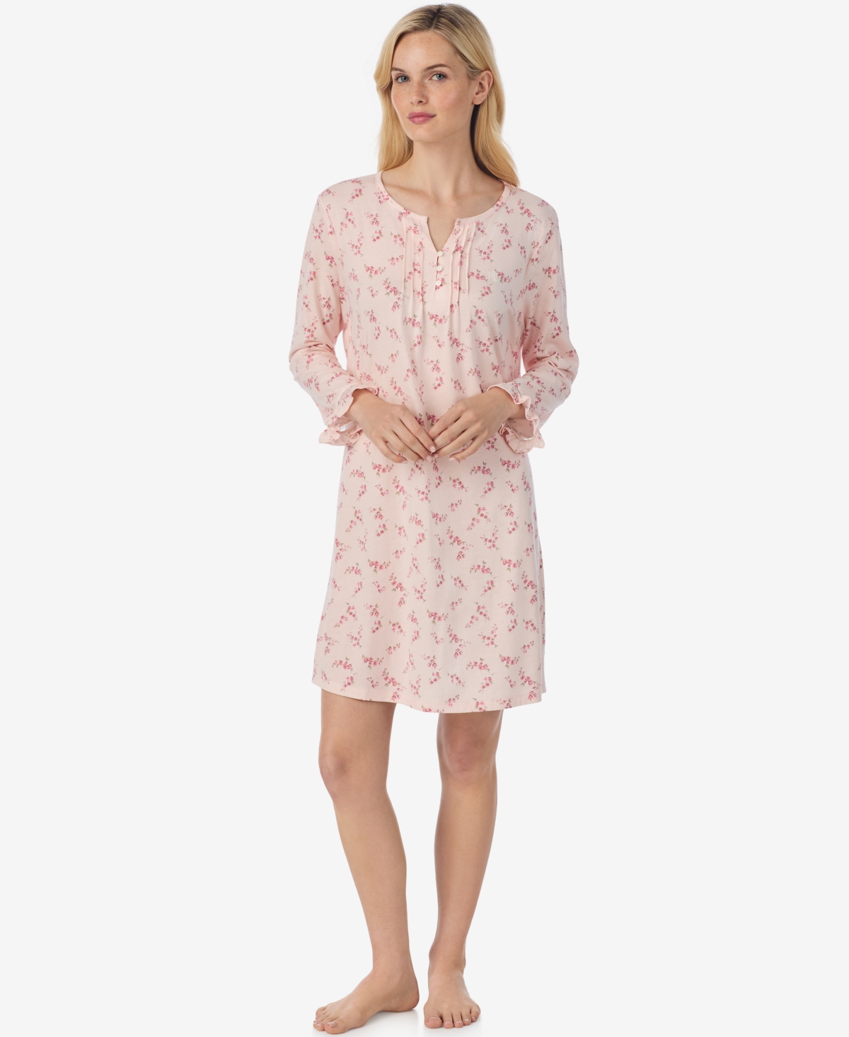 Ralph Lauren Women's Ruffle Sleeve Button Neck Gown In Purple