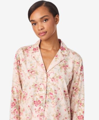 Women's Long Sleeve Notch Collar Long Pant Pajama Set