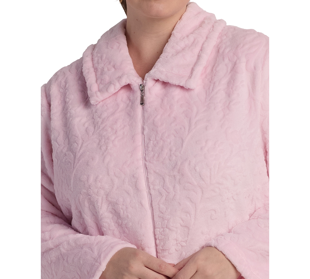 Miss Elaine Women's Long-sleeve Solid Robe In Pink