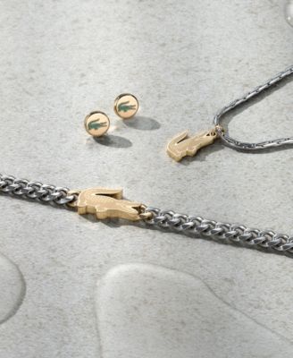 Men's Arthor Silver-Tone Stainless Steel with Yellow Gold Chain Bracelet