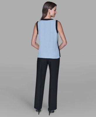 Women's Contrast Sleeveless V-Neck Top